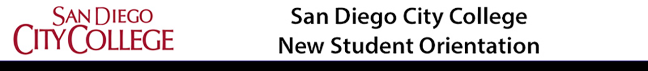 San Diego City College new student orientation header graphic and campus logo