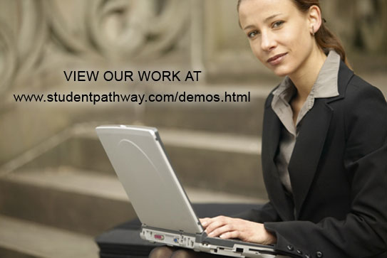 Image of woman at a computer and link to demo site